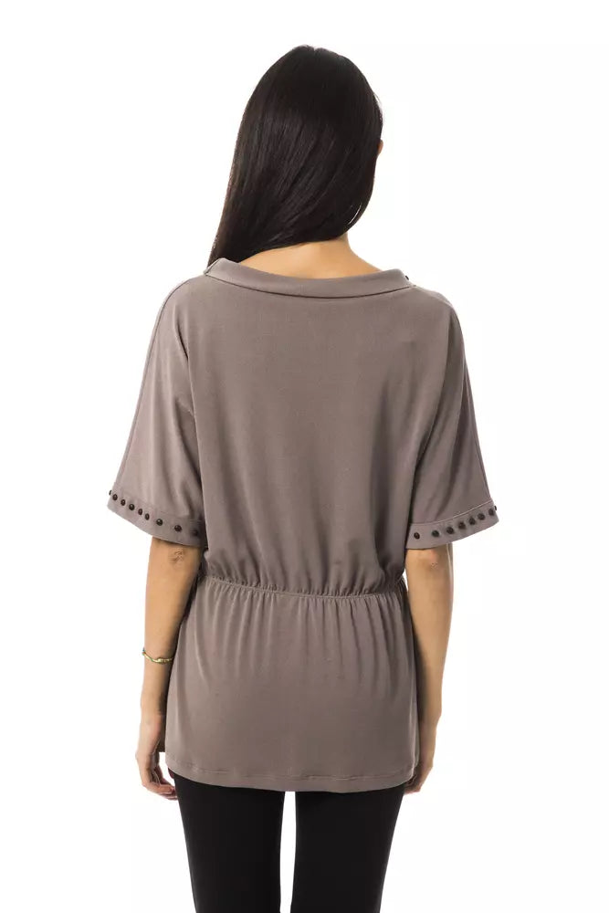 Graues Polyester-T-Shirt für Damen