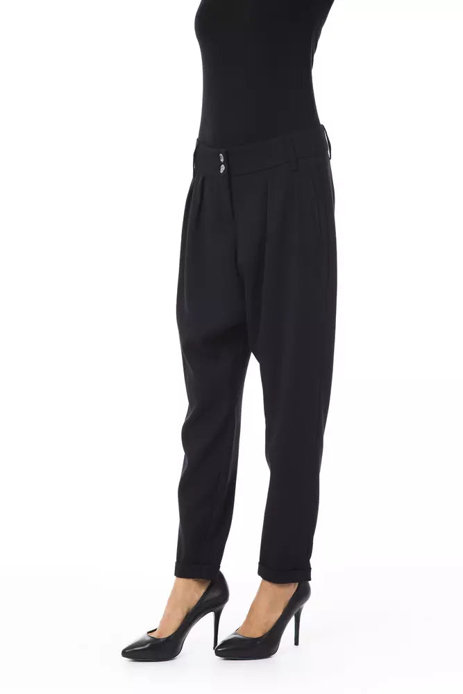 Schwarze Polyester-Damenhose