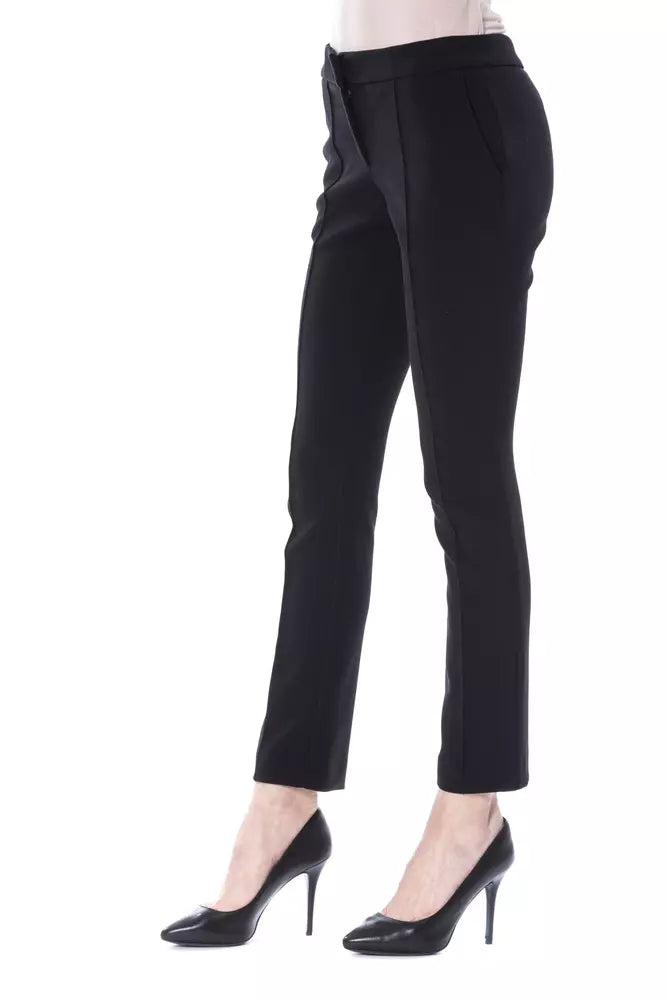 Schwarze Polyester-Damenhose