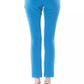 Light Blue Polyester Women Pant