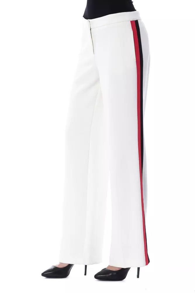 White Polyester Women's Pant