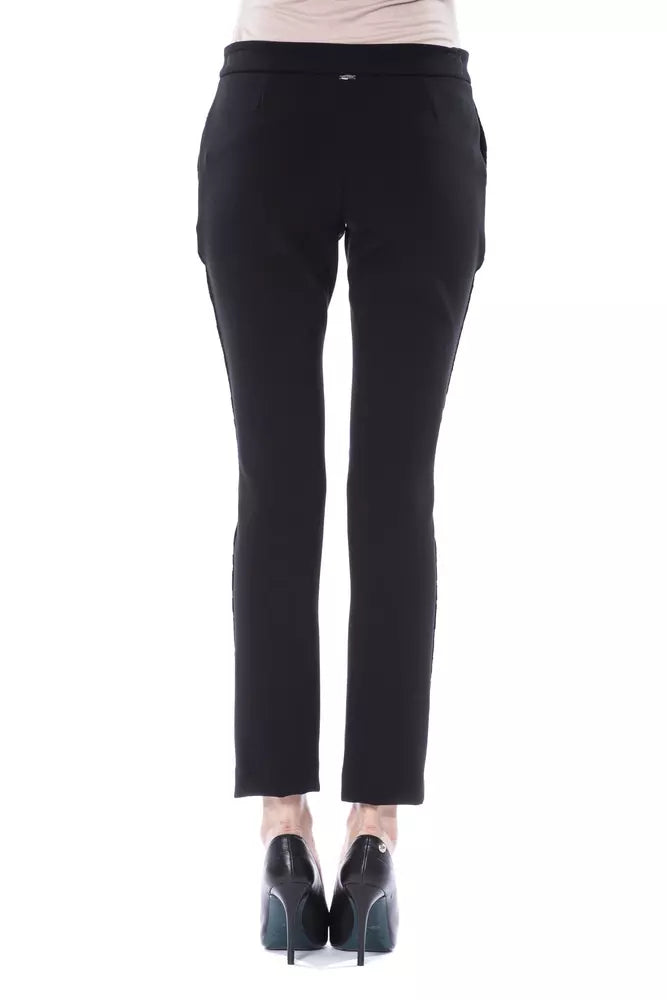 Schwarze Polyester-Damenhose