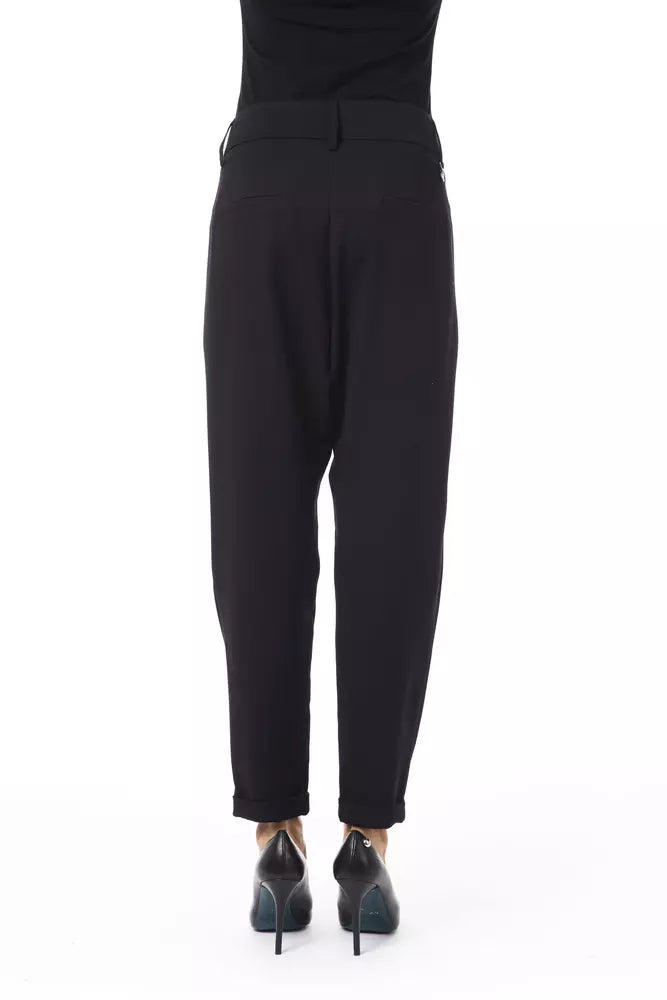 Schwarze Polyester-Damenhose