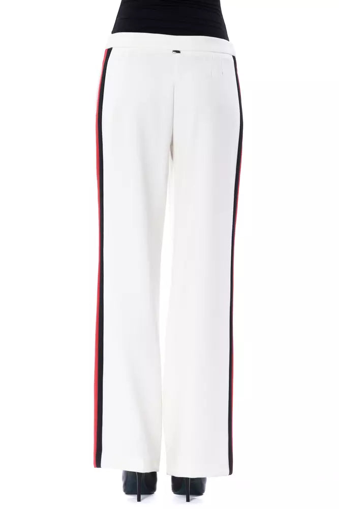 White Polyester Women's Pant