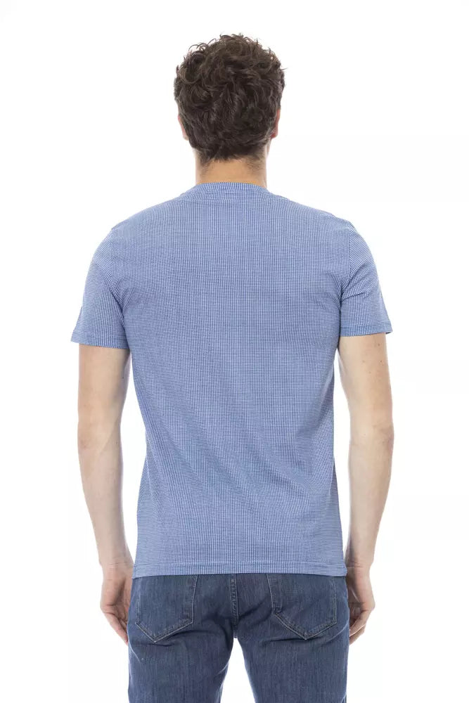 T-shirt da uomo in cotone azzurro