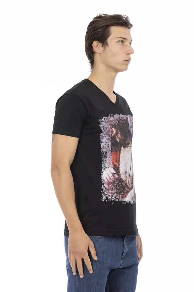 Schwarzes Herren-T-Shirt aus Baumwolle