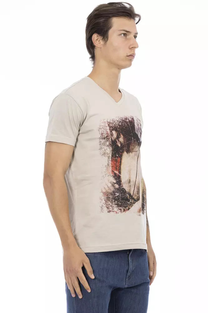 Beiges Herren-T-Shirt aus Baumwolle