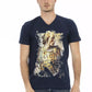 T-shirt da uomo in cotone blu