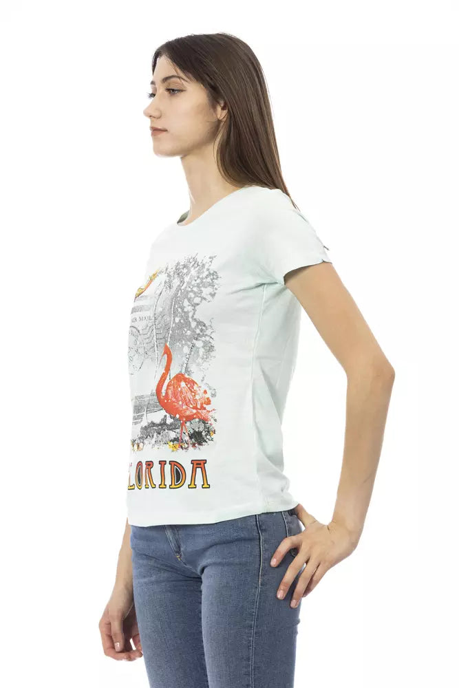 Hellblaues Damen-T-Shirt aus Baumwolle