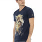 T-shirt da uomo in cotone blu