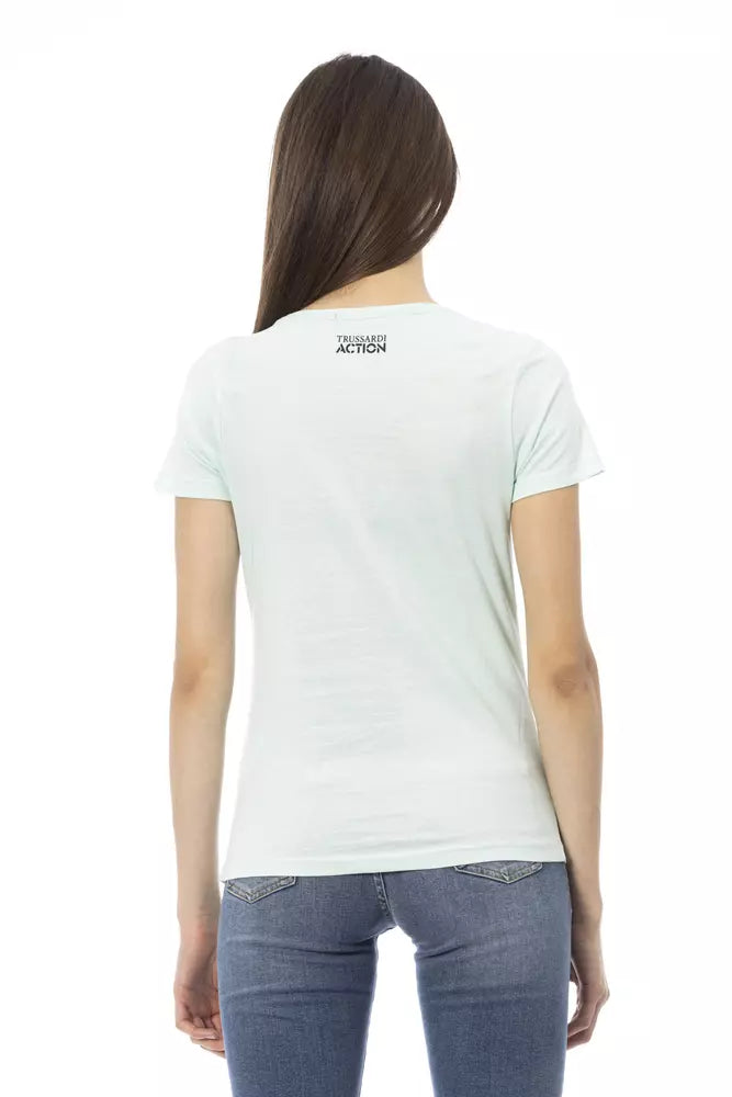 Hellblaues Damen-T-Shirt aus Baumwolle