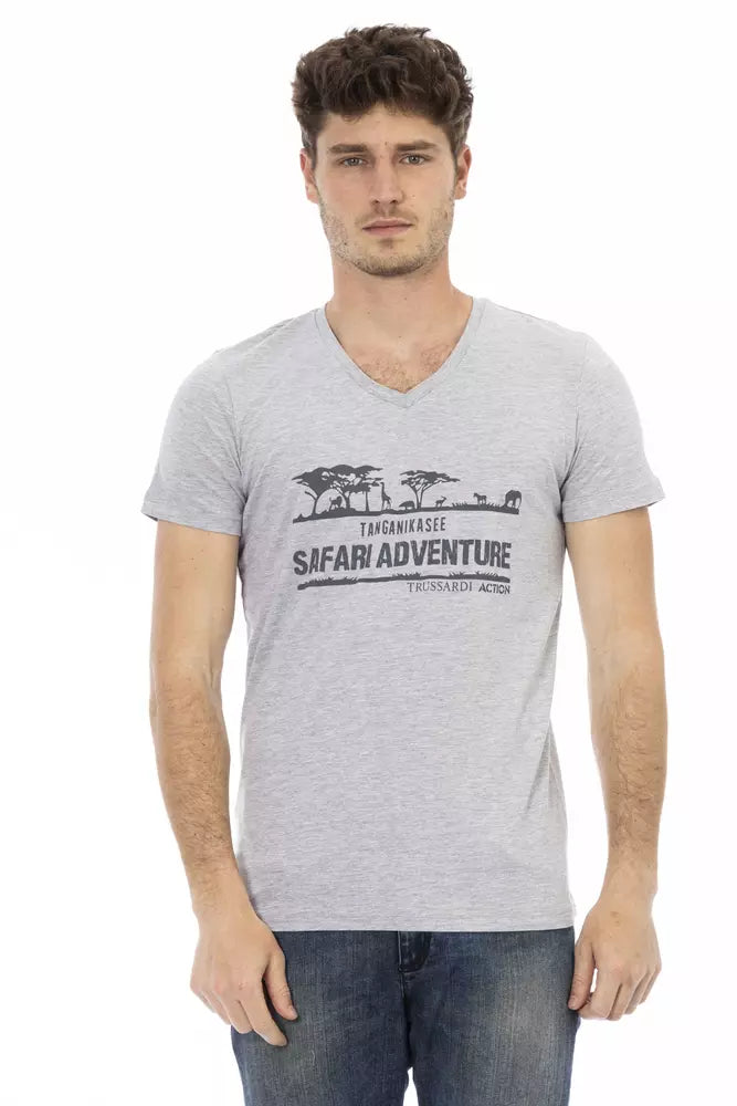 Graues Herren-T-Shirt aus Baumwolle