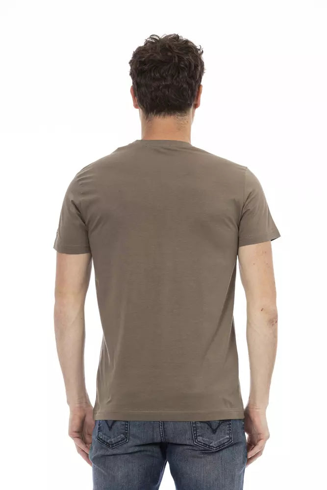 Braunes Herren-T-Shirt aus Baumwolle mit V-Ausschnitt