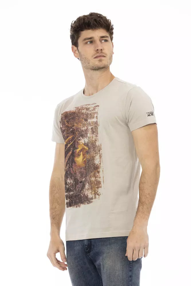 Beiges Herren-T-Shirt aus Baumwolle