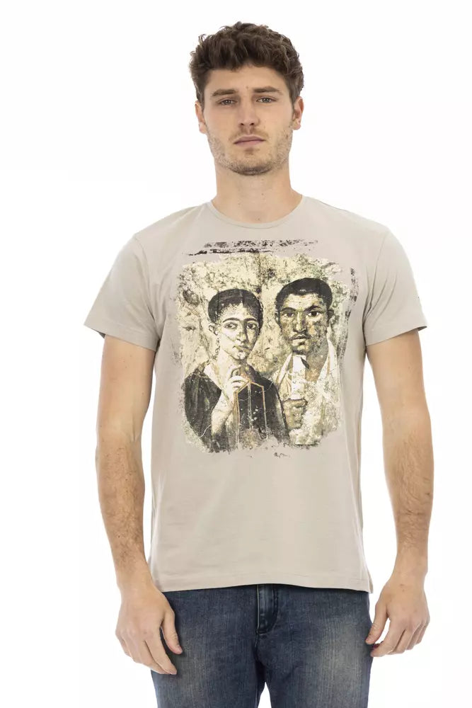 Beiges Herren-T-Shirt aus Baumwolle