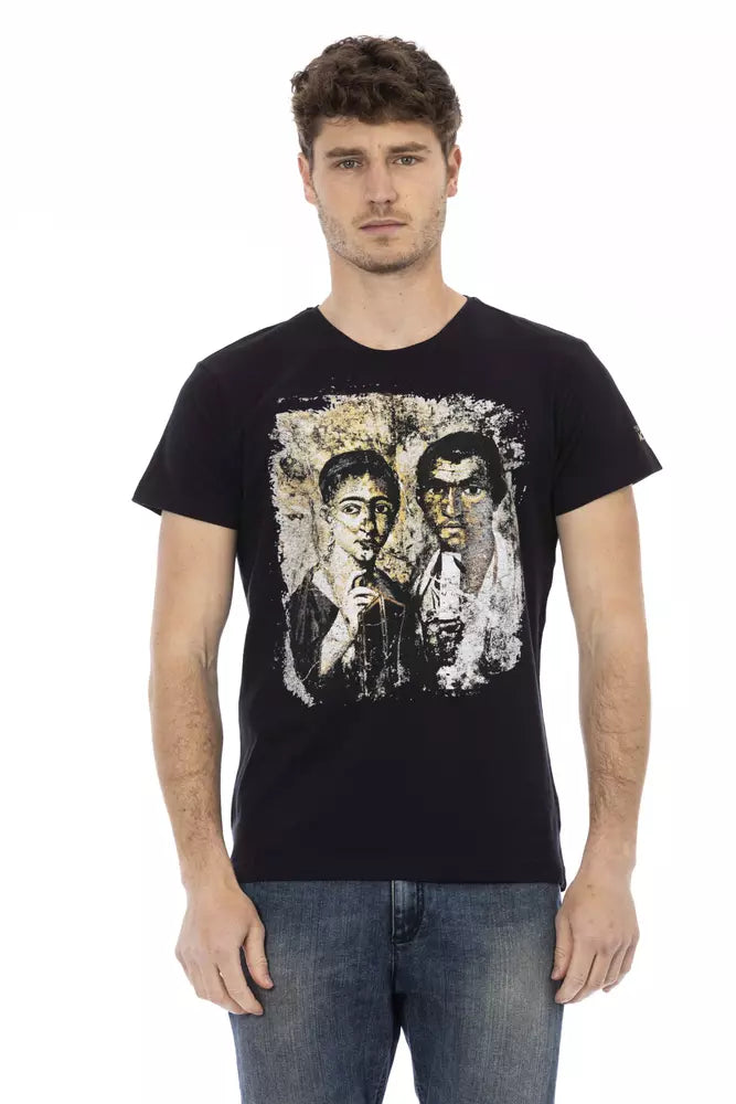 Schwarzes Herren-T-Shirt aus Baumwolle