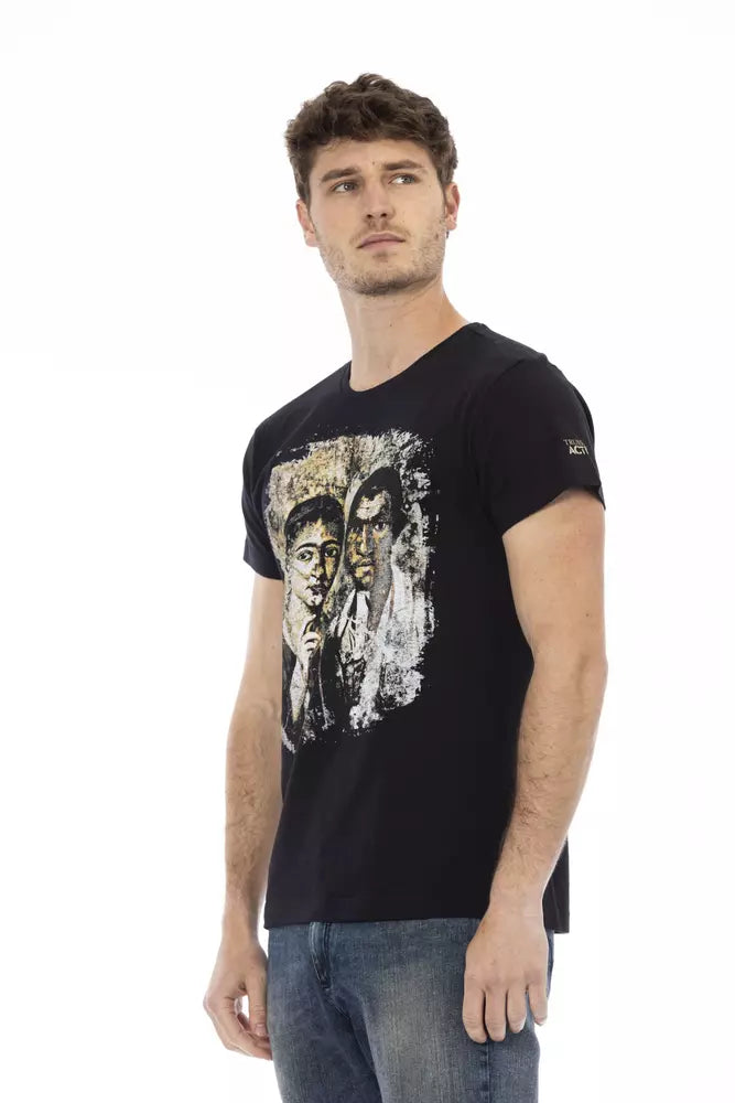 Schwarzes Herren-T-Shirt aus Baumwolle