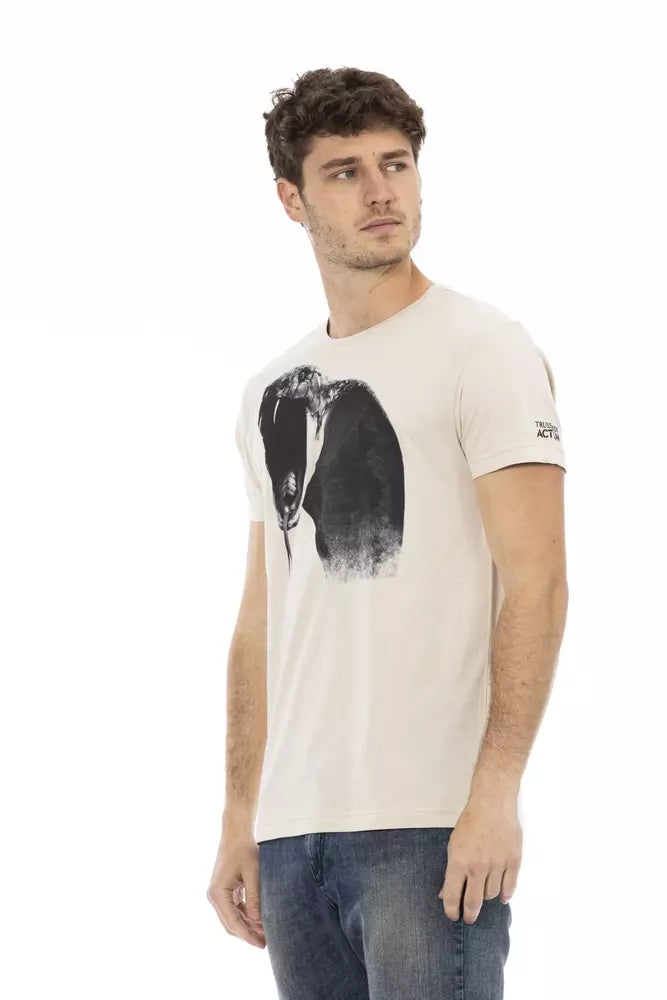 Beiges Herren-T-Shirt aus Baumwolle
