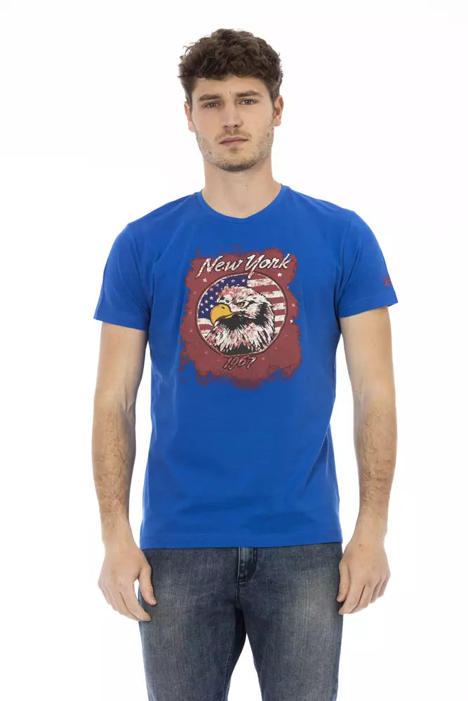 Blaues Herren-T-Shirt aus Baumwolle