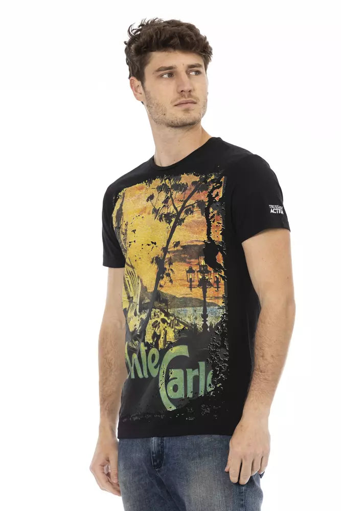Schwarzes Herren-T-Shirt aus Baumwolle