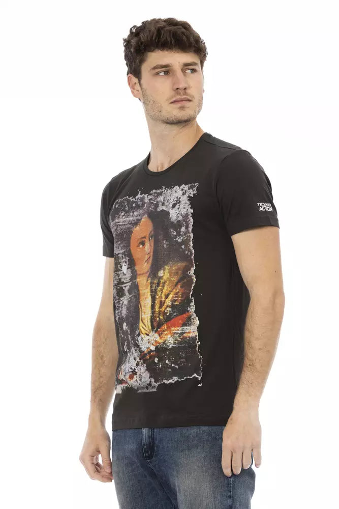 Schwarzes Herren-T-Shirt aus Baumwolle