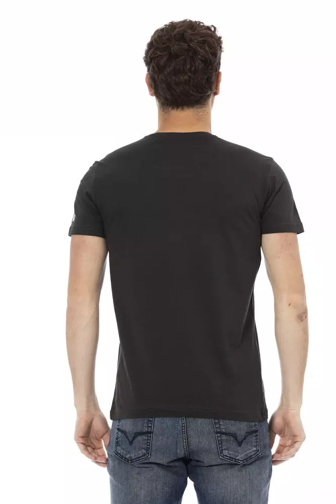 Schwarzes Herren-T-Shirt aus Baumwolle