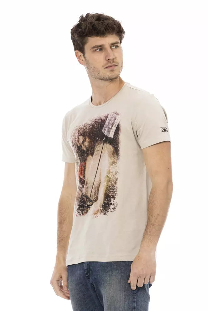 T-shirt da uomo in cotone beige