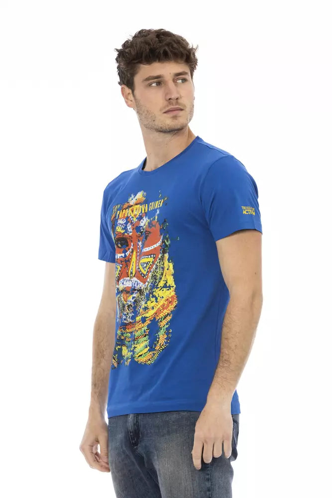 T-shirt da uomo in cotone blu