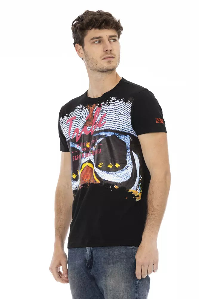 Schwarzes Herren-T-Shirt aus Baumwolle