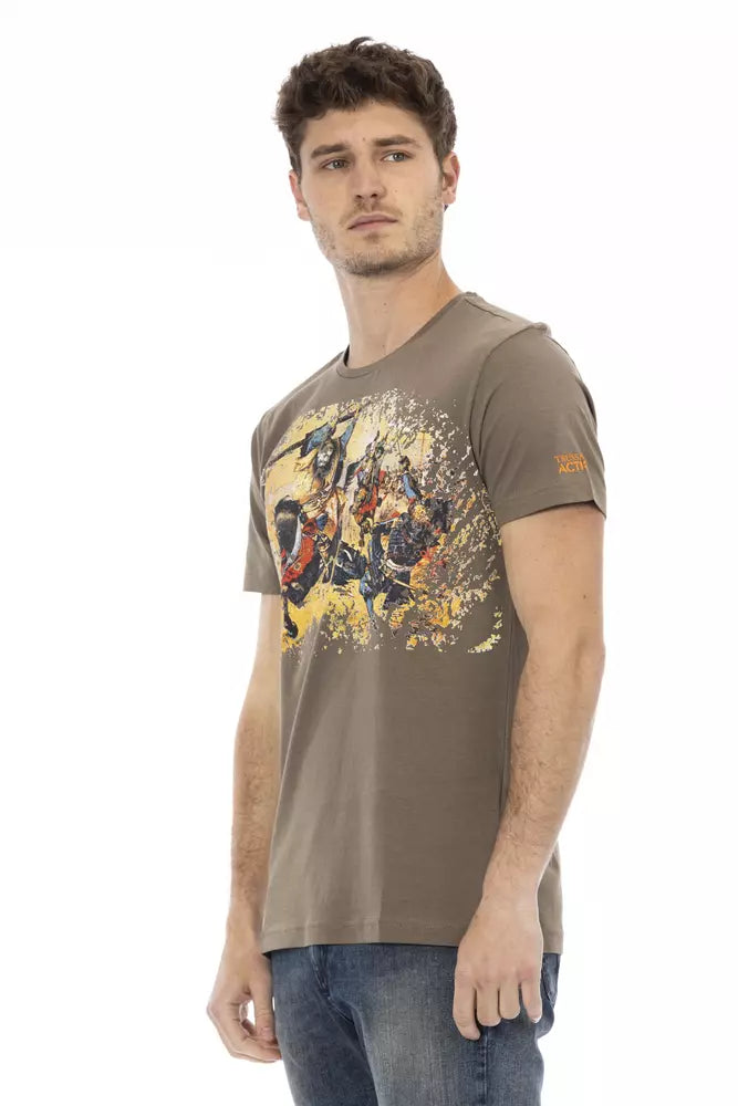 T-shirt da uomo in cotone marrone