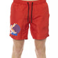 Red Polyester Men's Swim Short