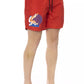 Red Polyester Men's Swim Short