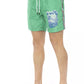 Green Polyester Men Swim Shorts