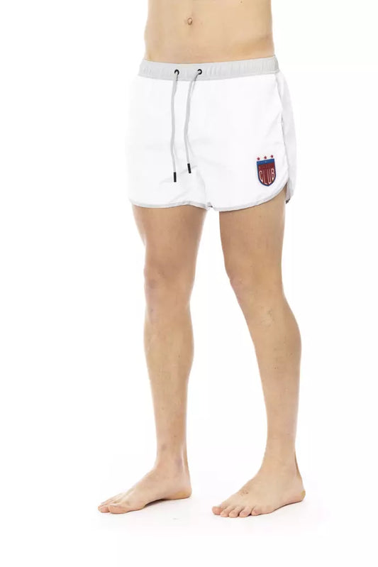 White Polyester Men Swim Shorts