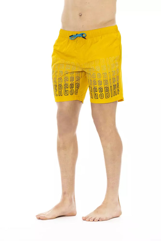 Gelbe Polyester-Badeshorts für Herren