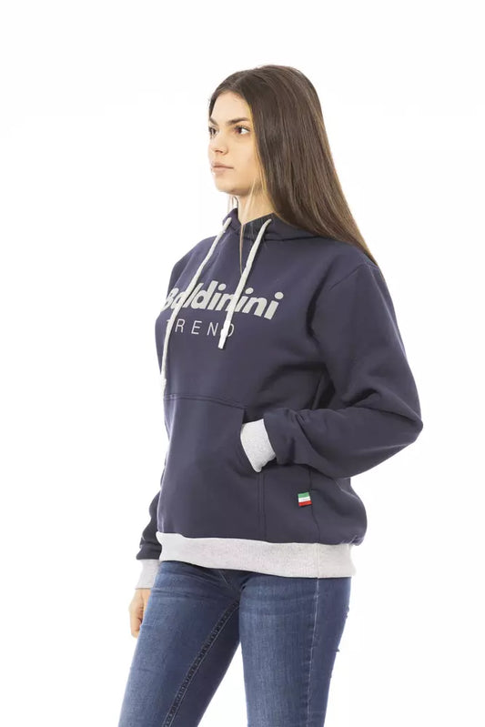 Blauer Baumwollpullover für Damen