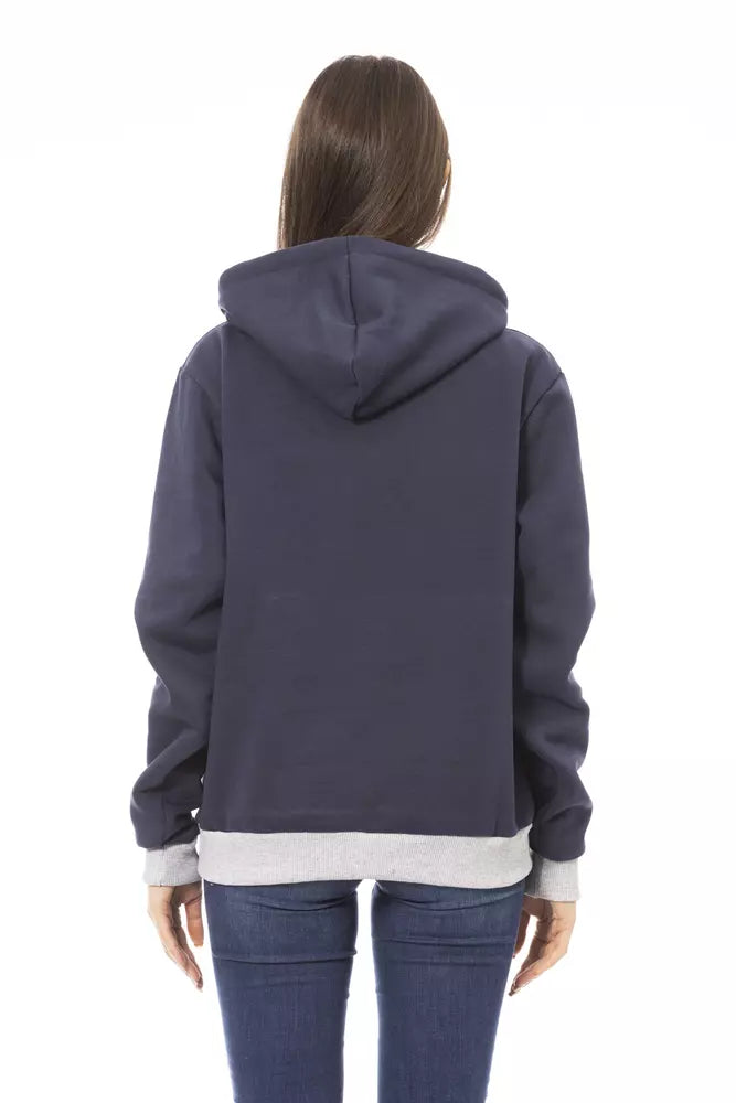 Blauer Baumwollpullover für Damen