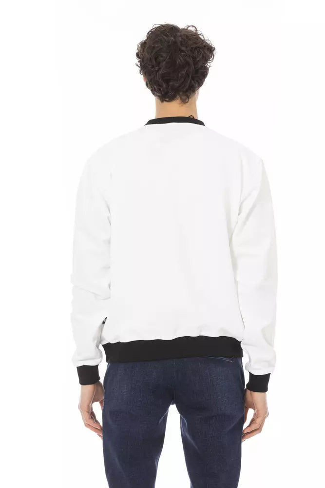 Weißer Baumwollpullover für Herren