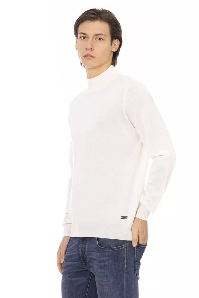 Weißer Stoff Herrenpullover