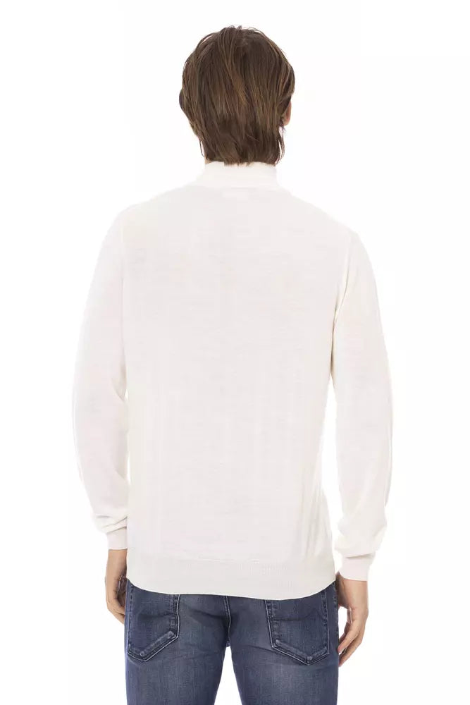 Weißer Stoff Herrenpullover