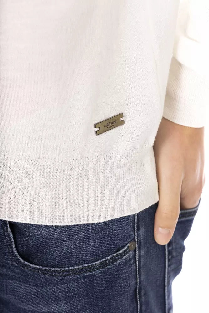 Weißer Stoff Herrenpullover