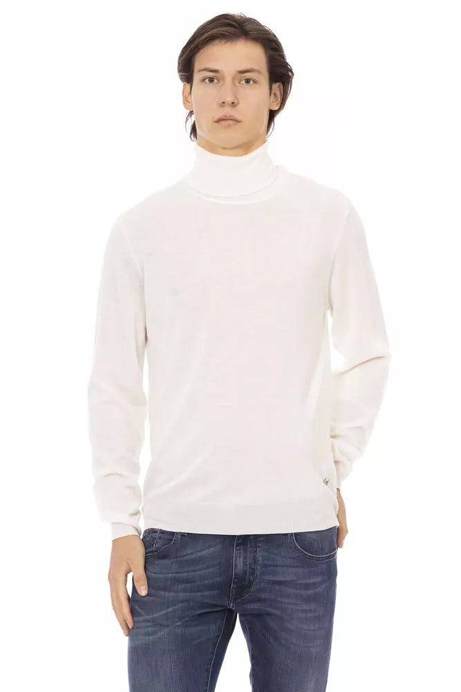 Weißer Stoff Herrenpullover