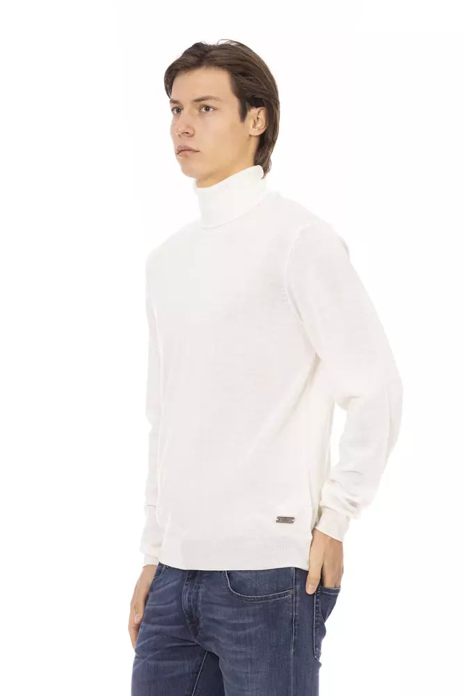 Weißer Stoff Herrenpullover