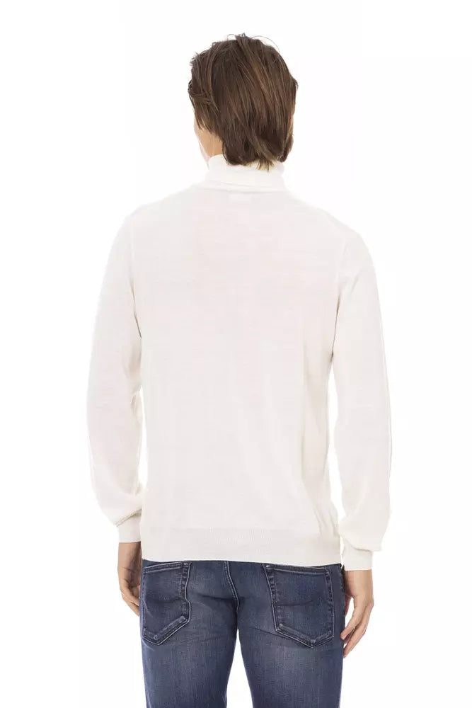 Weißer Stoff Herrenpullover