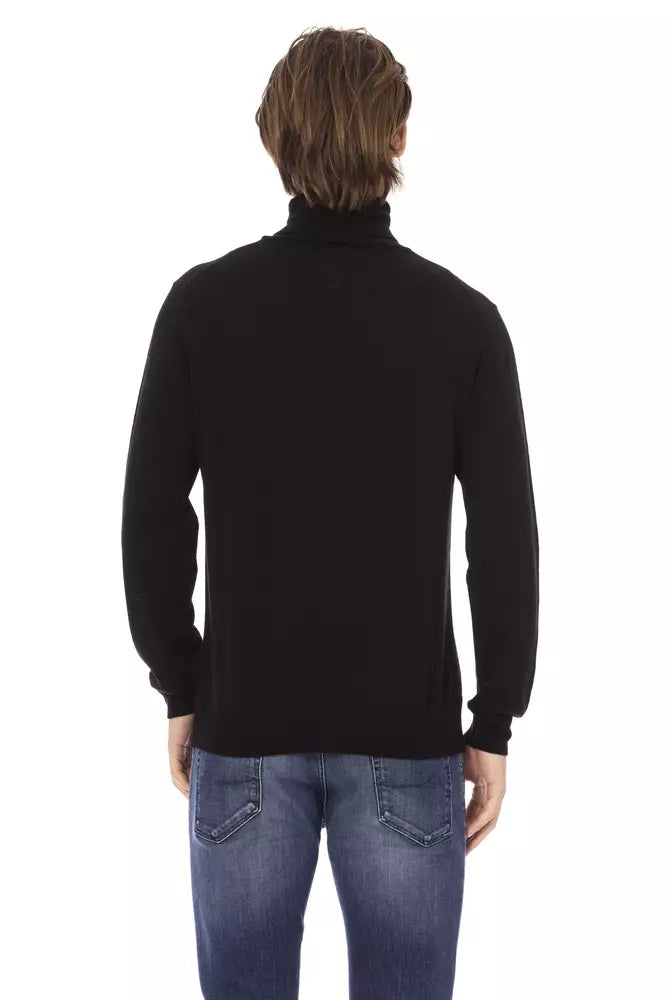 Schwarzer Stoff Herrenpullover