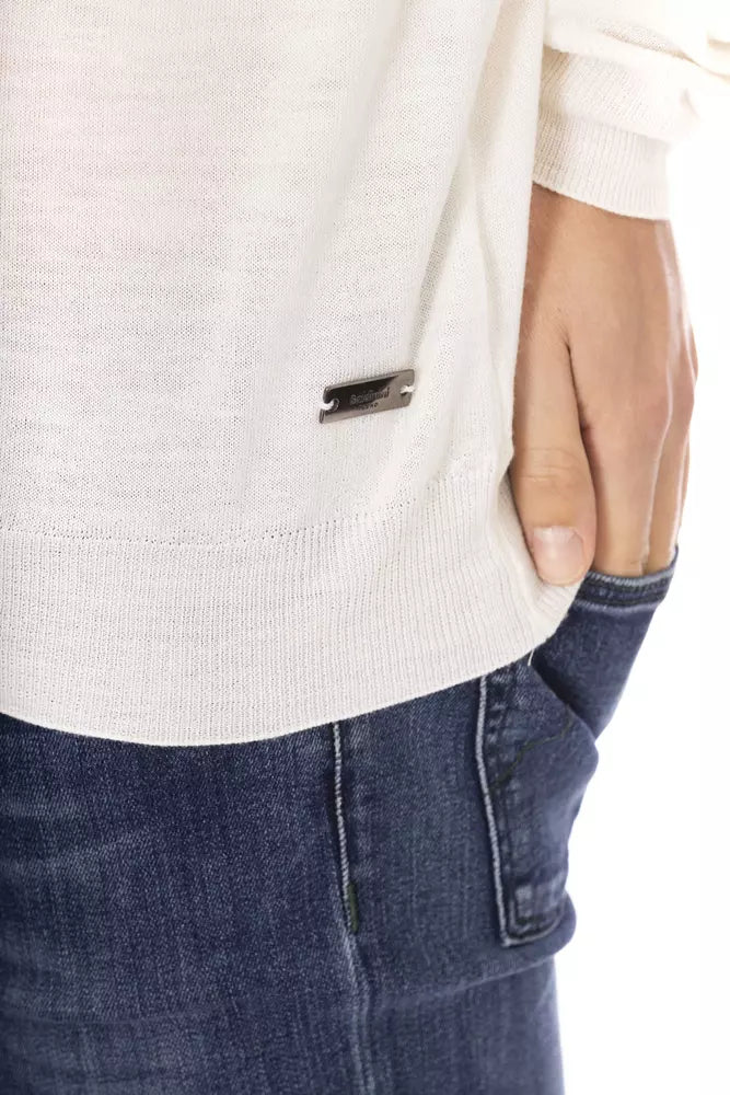 Weißer Stoff Herrenpullover