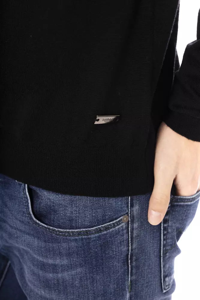 Schwarzer Stoff Herrenpullover