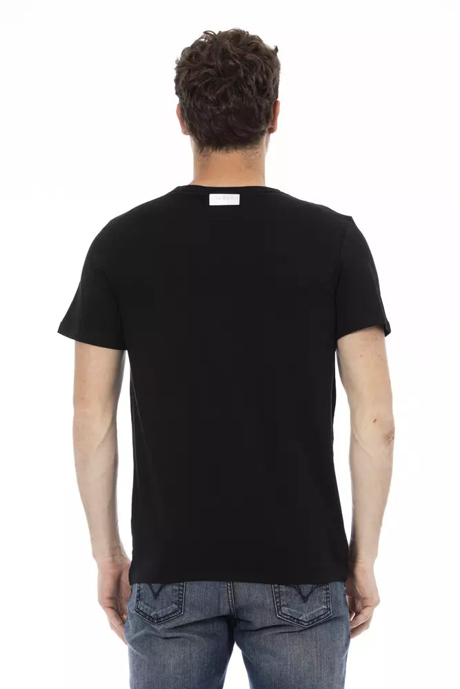 Schwarzes Herren-T-Shirt aus Baumwolle