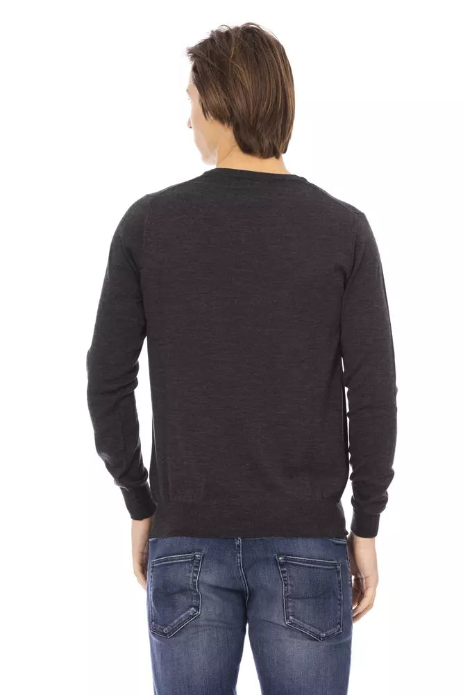 Grauer Stoff Herrenpullover