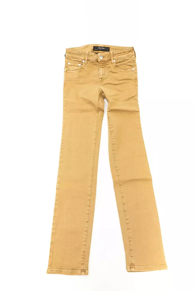 Beige Baumwolljeans für Damen